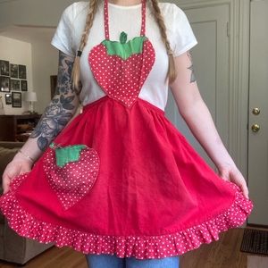 Vintage handmade strawberry apron